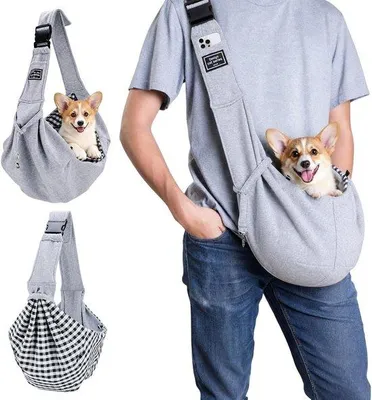 Produktbild von Hundetransporttasche - Grau - 65 x 30 x 80 cm - Verstellbare Tragetasche mit Sicherheitsleine - Für kleine Hunde bis 7,5 kg