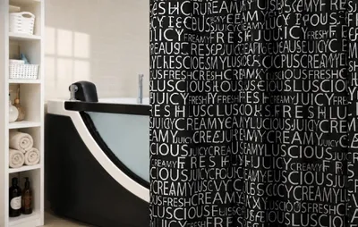 Produktbild von Spirella Creamy Black Duschvorhang 180x200 Textil Schwarz Weiß Design Wasserabweisend