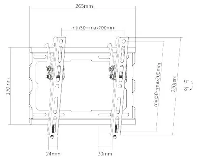 Produktbild von Brateck KL32-22T Halterung für TV 23"-43" 45kg Slim verstellbare Wandhalterung