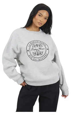 Immagine prodotto di Brave Soul - Felpa da donna "Le Marais Paris", scollo rotondo WH527 (XS) (grigio melange/nero)