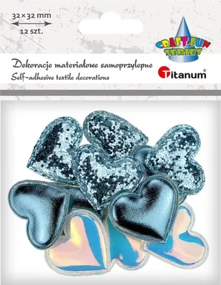 Imagen del producto de Titanum Stoff Ornament, corazones autoadhesivos, metal/azul