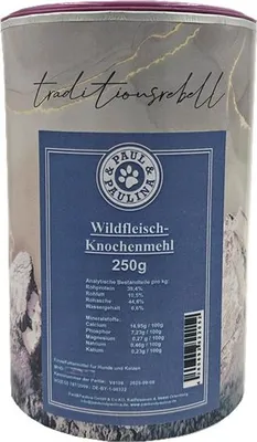 Produktbild von Paul & Paulina Wildfleischknochenmehl 250g Knochenmehl vom Wild für Hunde und Katzen