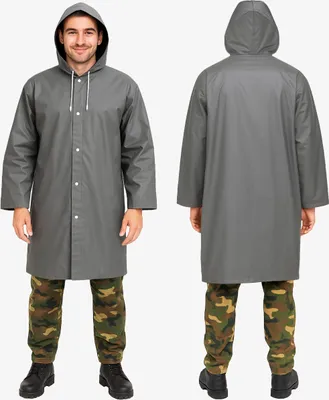 Produktbild von Outtec® Wasserdicht Regenmantel mit Kaputze & Kordelzug - Universal Damen und Herren - 115 cm lang - Für Höhe 150 - 180 cm - Regenponcho, Regencape