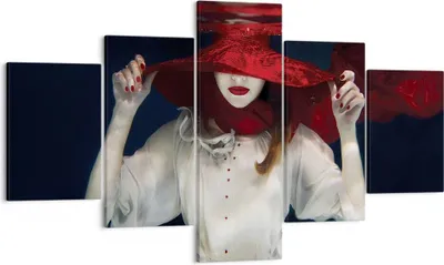 Produktbild von Bild auf Leinwand - Leinwandbild - 5 Teile - Mädchen Rot Hut - 125x70cm - Wand Bild - Wanddeko - Wandbilder - Leinwanddruck - Bilder - Wanddekoration - Leinwand bilder - Wandbild - EA125x70-4305