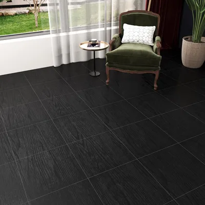 Vinylbodenaufkleber, schwarz, Holzoptik, 30x30 cm, 20 Stück