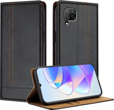 Produktbild von Handyhülle für Huawei P40 Lite Leder Flip Klappbare Schutzhülle mit Standfunktion Schwarz