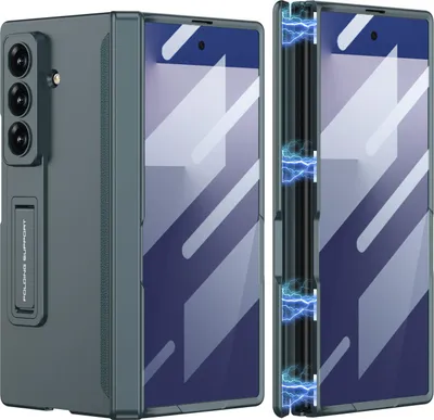 Obrázek produktu pro Pouzdro na Samsung Galaxy Z Fold 7, Magnetické ochranou pantu, All-Inclusive kryt s ochranou displeje a stojánkem Modrý
