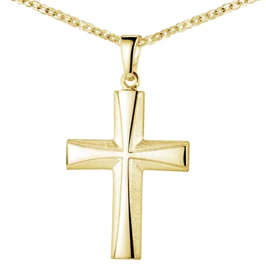 Produktbild von MATERIA Kreuz Anhänger Gold Herren Damen - Kettenanhänger 925 Silber Gelbgold vergoldet inkl. Geschenk-Box KA-22-Gold