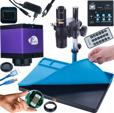 Produktbild von Rosfix Set Earth Pro MCEP-0.5X – Digitalmikroskop mit Tucana Pro HDMI/USB Kamera & Silikonmatte 380×260mm | 7–45x Zoom | C-Mount