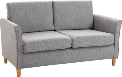 Obrázek produktu pro Fortuna Lai Dvoumístná pohovka Pohodlná pohovka s odnímatelnými polštáři z lnu v světle šedé barvě 141x65x78cm Ideální do obývacího pokoje