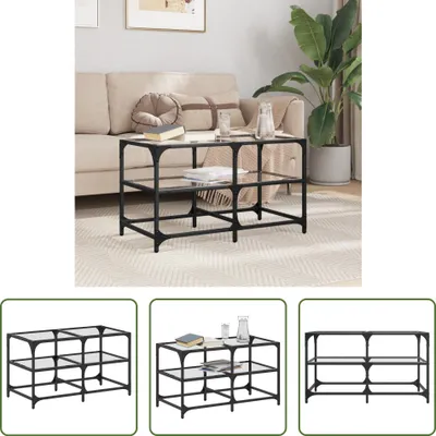 Immagine prodotto di The Living Store Tavolino con piano in vetro trasparente 78,5x40x45 cm Acciaio