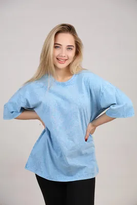 Produktbild von Oversize T-Shirt Uni Größe M - Blau - Bequem - Streetwear - Hochwertige Baumwolle