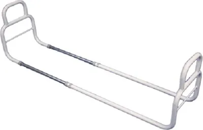 A white bed rail is displayed against a white background.