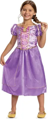 Image de Déguisement classique de Raiponce, couleur violette, pour enfants de 7 à 8 ans. Couleur : violet. Taille : 7-8 ans