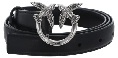 Produktbild von PINKO Leder Gürtel Love Berry H2 Belt W100 Black - Old Silver schwarz