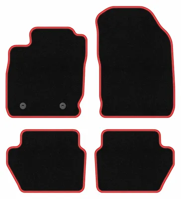 Zdjęcie produktu dla Dywaniki samochodowe welurowe CARLUX-RED do: Ford EcoSport MK2 (2012-2017, crossover) czarne z czerwonym obszyciem, z mocowaniami