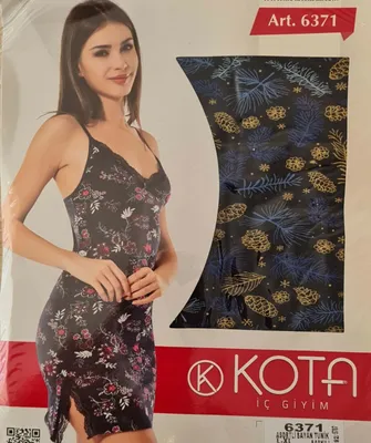 Zdjęcie produktu dla Damska koszula nocna tunika piżama granatowa L-XL z wzorem K-64