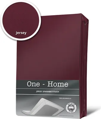 A folded burgundy fitted sheet is shown against a white background, with a close-up inset of the fabric texture and the word 'Jersey'.