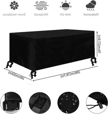 Produktbild von Wasserdichte Terrassenschutzhaube, rechteckig, 200x160x70cm, schwarz, 420D Oxford
