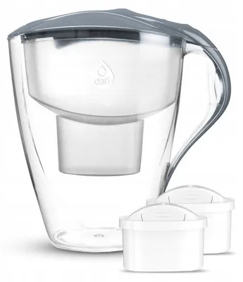 Dafi Omega Filterkanne 4 l, stahlgrau, mit 2 Unimax-Filterkartuschen