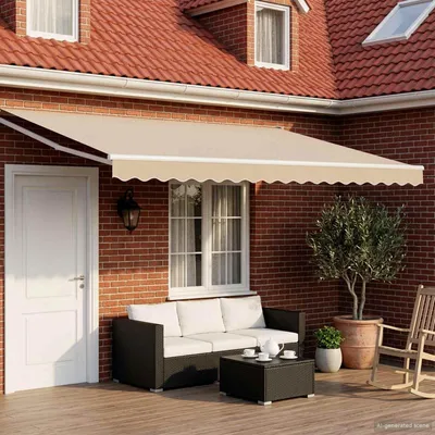 Immagine prodotto di Tenda da sole manuale a braccio articolato con LED, beige e bianco, 4 x 3 m