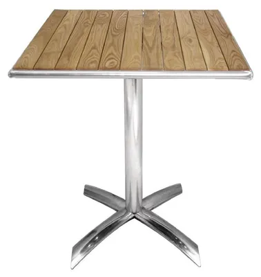 Productafbeelding van Opvouwbare, vierkante tafel Bolero, gemaakt van aluminium en beuken, afmetingen 600x600x720 mm