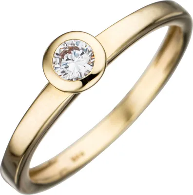 Produktbild von Solitär Ring Damenring aus 333 Gold Gelbgold Zirkonia weiß Goldring Innenumfang 62mm  Ø19.7mm
