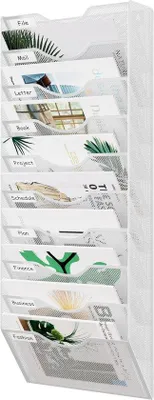 Immagine prodotto di Supporto da parete in metallo per documenti A4, giornali e riviste, bianco