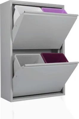 Produktbild von Betten-ABC Refina platzsparender Mehrzweckschrank aus pflegeleichtem Metall, Farbe: Grau, Liter: 4 x 15 L