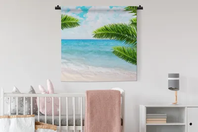 Produktbild von MuchoWow® Wandteppich Wandbehang Tropisch - Palme - Strand 90x90 cm Tapisserie Dekoration Wandtuch - Wandaufhänger