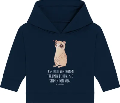 Produktbild von Mr. & Mrs. Panda Organic Baby Hoodie Plumplori Glücklich 12. - 18. Monat - French Navy - Geschenk, Niedlich, Kapuzenshirt, Glück, Lustige Sprüche, Kapuzensweatshirt