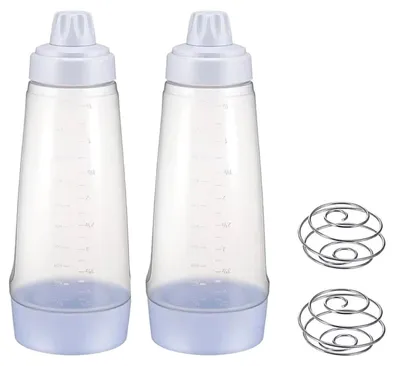 Produktbild von Pancake Teigspender 2er Set mit Edelstahl Mischkugel, BPA-frei, für Pfannkuchen, Muffins & Crêpes, gleichmäßige Dosierung & tropffrei