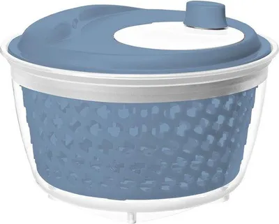 Produktbild von Unyqoos® Salatschleuder – Salattrockner aus Kunststoff (PP) BPA‑frei, 4,5 l, blau/transparent, 25×25×16,5 cm, mit Kurbel & rutschfesten Füßen