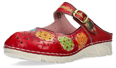 Produktbild von Laura Vita Damen Clog Mary Jane mit Riemchen und Lochmuster Dorry 20, Größe:39 EU, Farbe:Rot