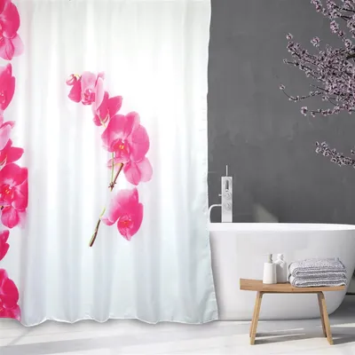 Produktbild von MSV Anti-Schimmel Duschvorhang - Anti-Bakteriell, waschbar, wasserdicht, mit 12 Duschvorhangringen - Polyester, „Lanyu White“ 180x200cm