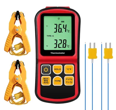 Thermoelement-Thermometer, 2-Kanal, Typ K/J/T/E/R/S/N, -150–1767 °C