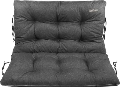 Produktbild von SuperKissen24. Sitzkissen Bankauflage für Gartenbank - Bankkissen Bankauflage 100x60x50 cm - Wetterfest - Schwarz Leinen