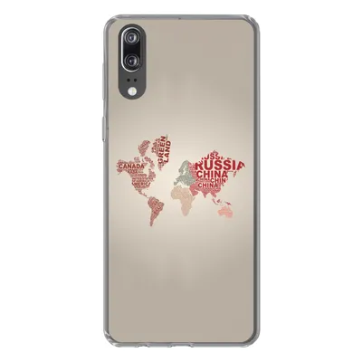 Produktbild von MuchoWow® Handyhülle Schutzhülle Hülle für Huawei P20 Weltkarte - Karte - Briefe Silikon Softcase Handy Hülle - Hardcover