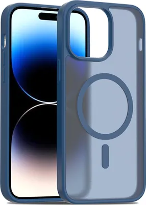 Produktbild von Magnetisch Hülle für iPhone 14 Pro Max, Kompatibel mit MagSafe, Transluzente Matt Rückseite Stoßfeste Handyhülle Dunkelblau