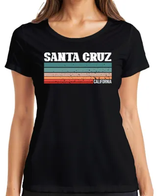 Produktbild von Santa Cruz California Vintage Retro Streifen 70er 80er Sunset Damen T-Shirt, Schwarz, XXL