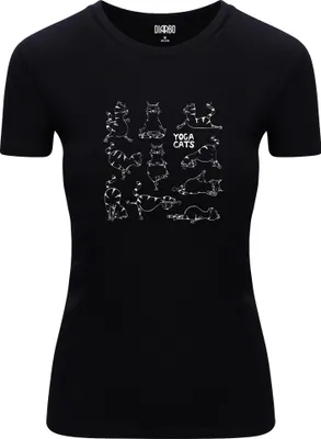 Immagine prodotto di Diarbo Maglietta da donna con stampa sportiva divertente Yoga Cats Nero Taglia XXL