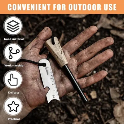 Feuerstahlset von 3 - Feuerstein mit starken Funken - Feuerstarter mit Paracord - Outdoor/Survival - Wasserdicht