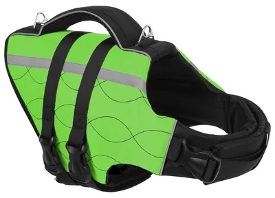 Produktbild von Schwimmweste Hund Schwimmhilfe Hundeschwimmweste - Kleine Hunde - Orange und Grün - Reflektierende Streifen - Für Wasser und Schwimmen