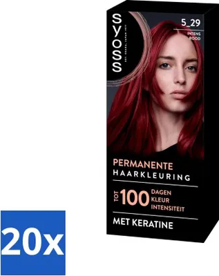 Zdjęcie produktu dla SYOSS - Koloryzacja 5-29 Intensywna Czerwień - Farba do włosów - Pokrycie siwych włosów - Zmniejsza łamliwość włosów - Opakowanie wartościowe - 20 szt
