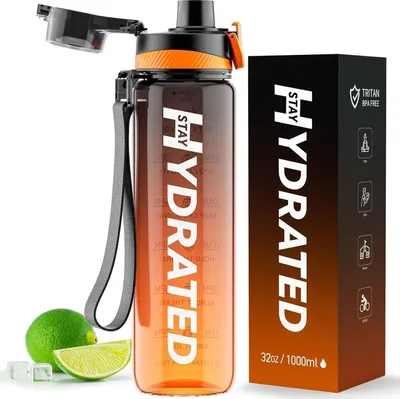 Image de Mevoly Gourde 1L Anti-fuite BPA Free Tritan Sport Bottle Time Marking embodded Ocean Blue