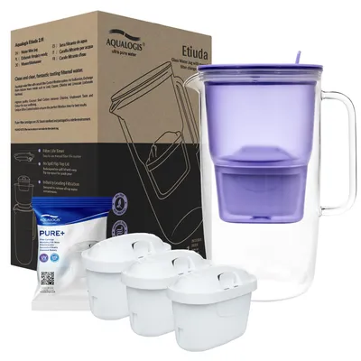 Obrázek produktu pro Skleněná filtrační karafa Etiuda, levandulová, 2,9 l + 3 filtrační vložky PURE+