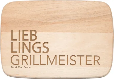 Produktbild von Mr. & Mrs. Panda Schneidebrett Holz Grillmeister - Transparent - Geschenk, Frühstücksbrett, Geschenkidee, Koch, Frühstücksbrettchen, Spruch, schneidbrett, massivholzbrett