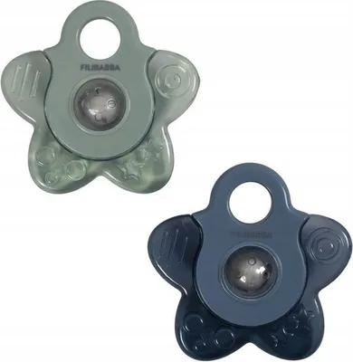 Produktbild von Filibabba Kühlbeißringe 2er Pack | mit Rasselfunktion | Kühlbeißring mit Wasser gefüllt | Beißhilfe Baby Massage (Blau Mix)