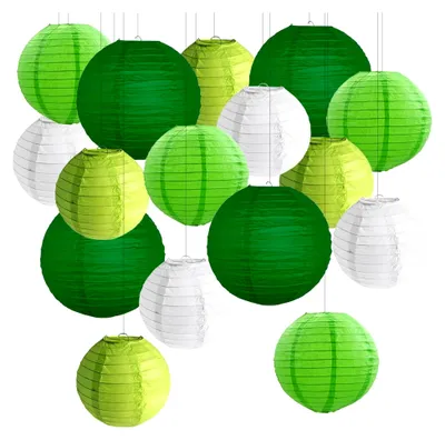 Produktbild von 16 Stück Papierlaternen, Hängende Papierlaterne, Runde Lampenschirme, Partydekoration, Gartenpartyddekoration, für Hochzeiten, Partys und Geburtstagsfeiern