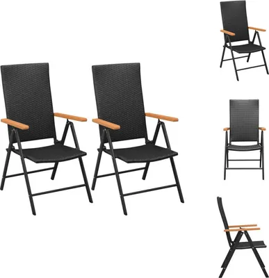 Produktbild von vidaXL Stapelbare Gartenstühle 2 Stk. Poly Rattan Schwarz -  Gartenstühle